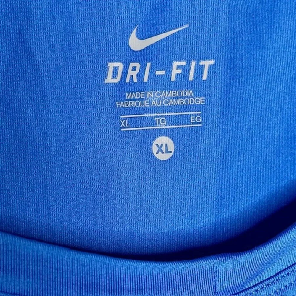 Nike Tennis Dri-Fit 3/4 Sleeve Stretch Top - Cerulean Blue - XL